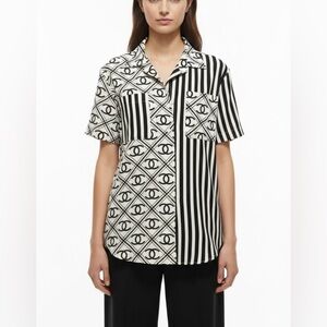 Stylish Black and White Patterned Dress